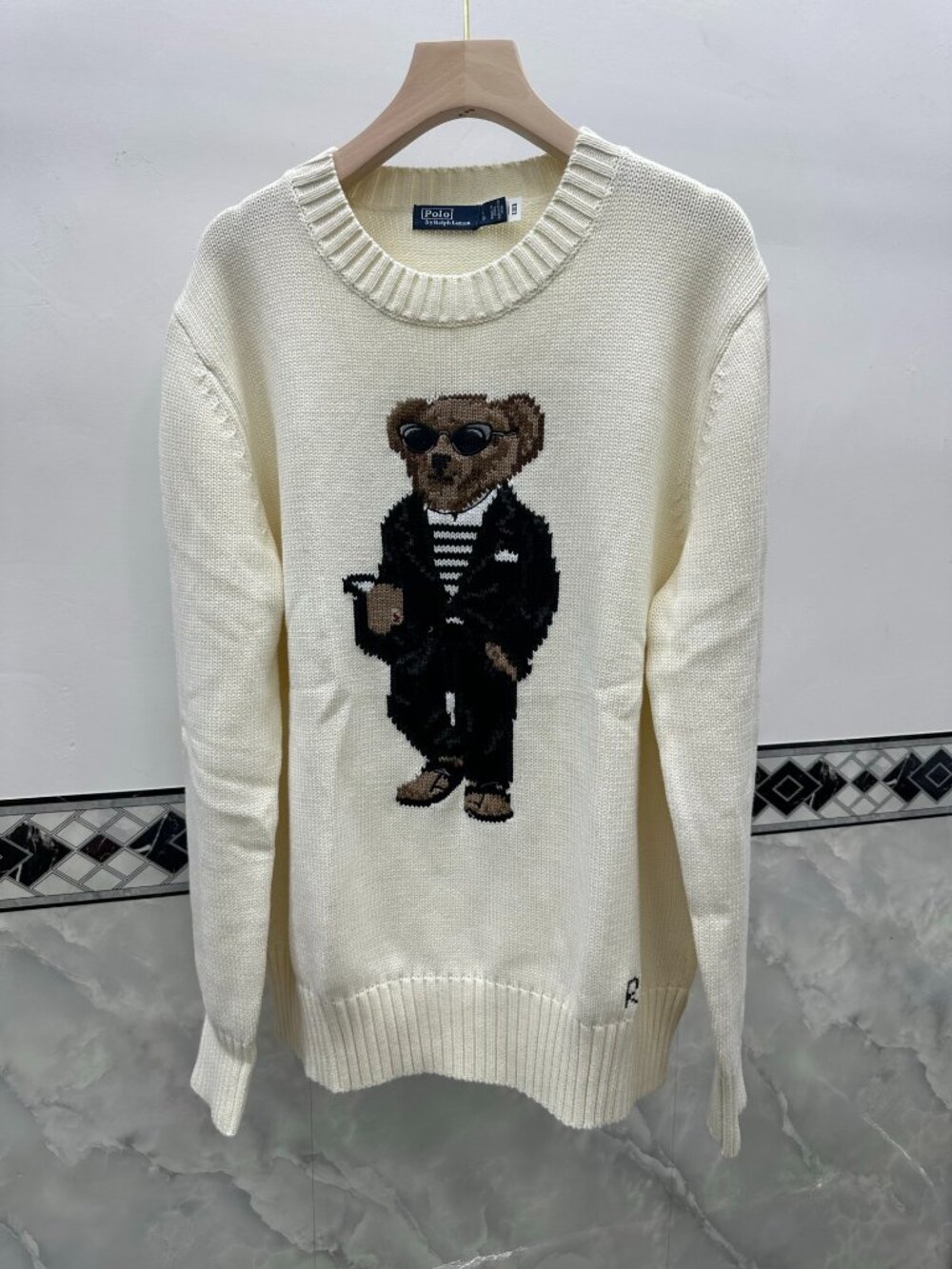 Polo Ralph Lauren Cream Suit Sunglasses Gentleman Polo Bear Knit Sweater